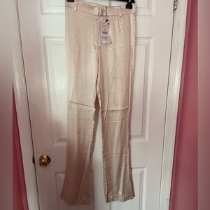 ZARA FULL LENGTH SATIN EFFECT PANTS in Ivory/Cream